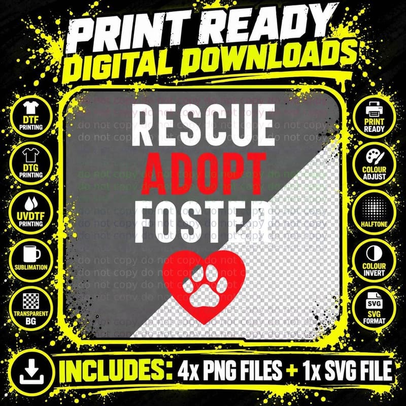 Animal Foster Animal Shelter Pet Adoption Animal Rescue Png SVG Digital Bundle