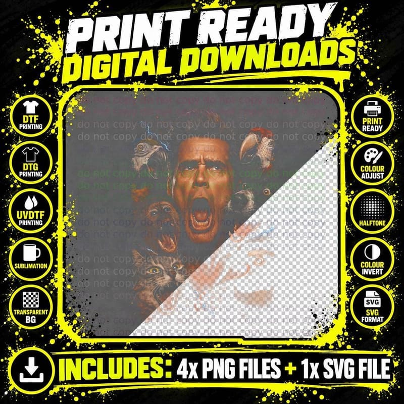 Animal Kingdom Halftone Shirt, Wildlife Portrait Png SVG Digital Bundle