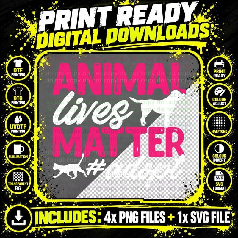 Animal Rescue Shelter Animal Lives Matter Adopt T-Shirt Png SVG Digital Bundle