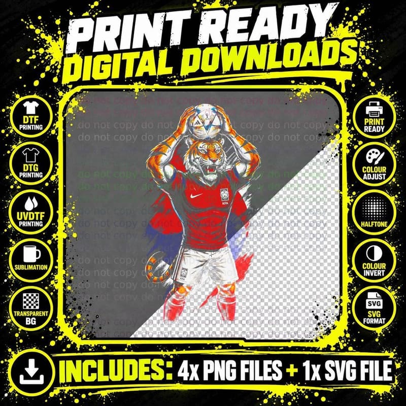 Anthro Tiger Footballer Striped Head Baring Teeth Red Png SVG Digital Bundle