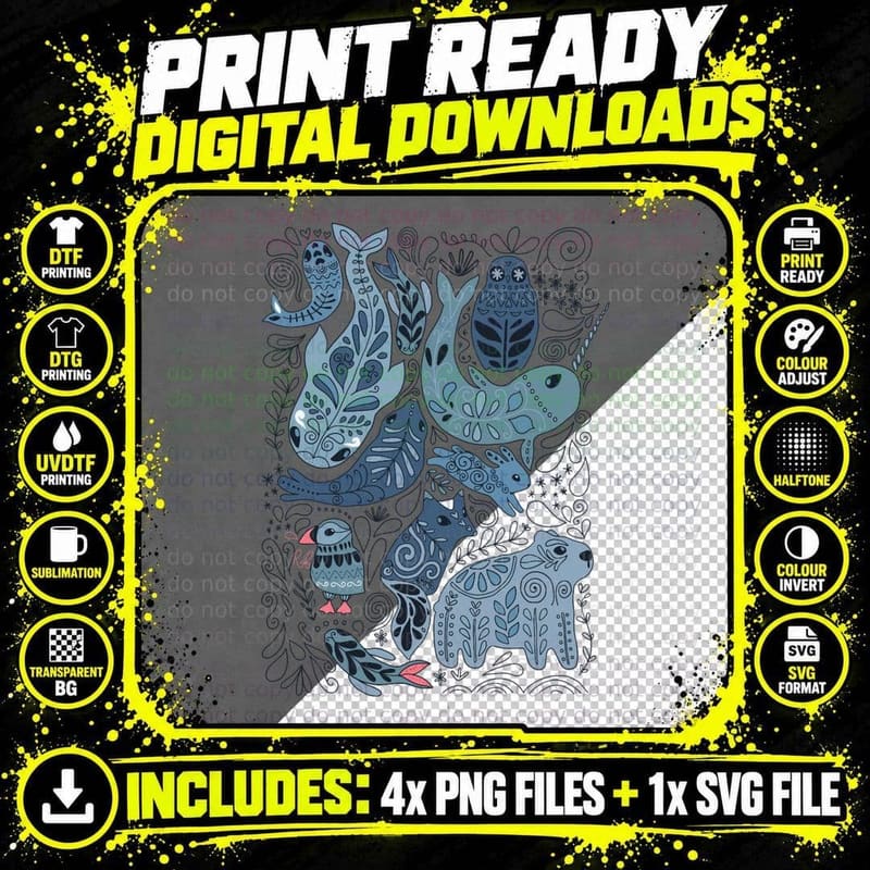 Arctic Animals T-Shirt, Nordic Wildlife Print Png SVG Digital Bundle