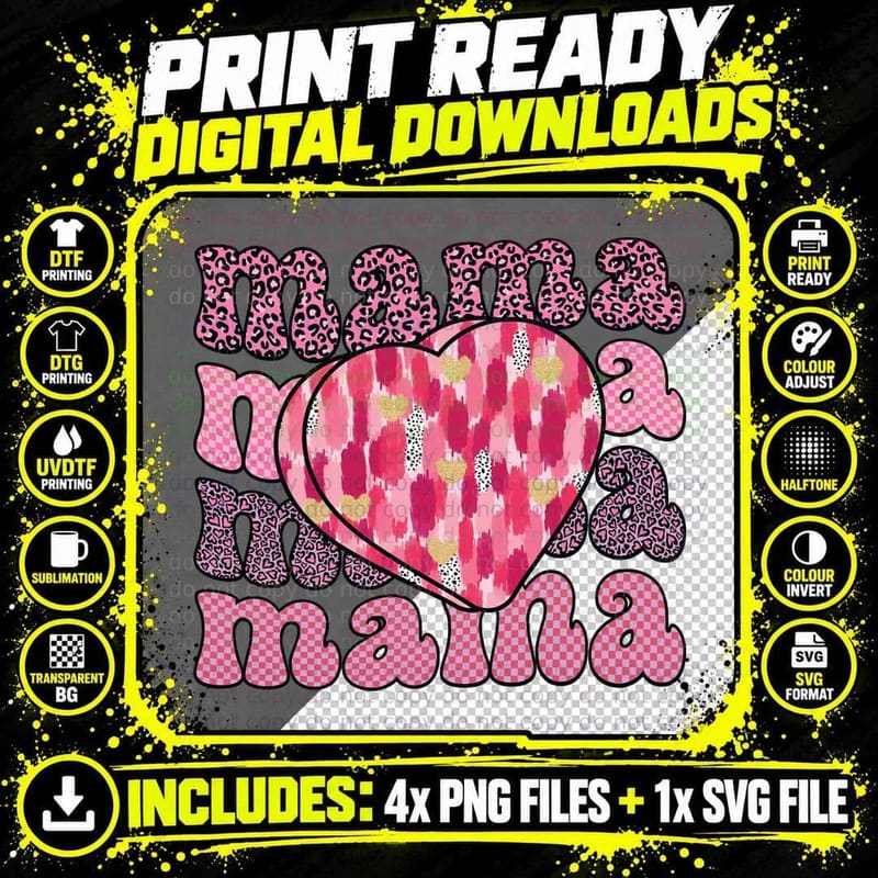 Badass Bestie Leopard Print Friendship Triptych Pink Png SVG Digital Bundle