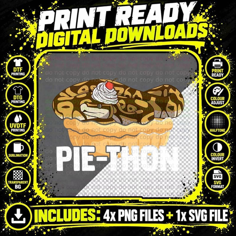 Ball Python Pie-Thon Snake Pet Owner Animal Ball Python Png SVG Digital Bundle
