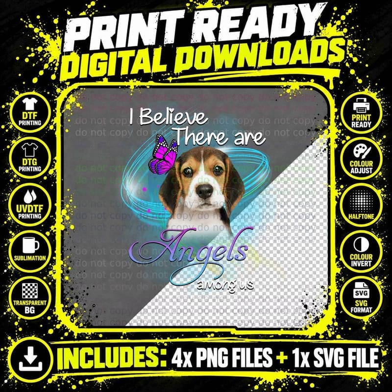 Beagle Angel T-Shirt, Animal Lover Apparel Png SVG Digital Bundle