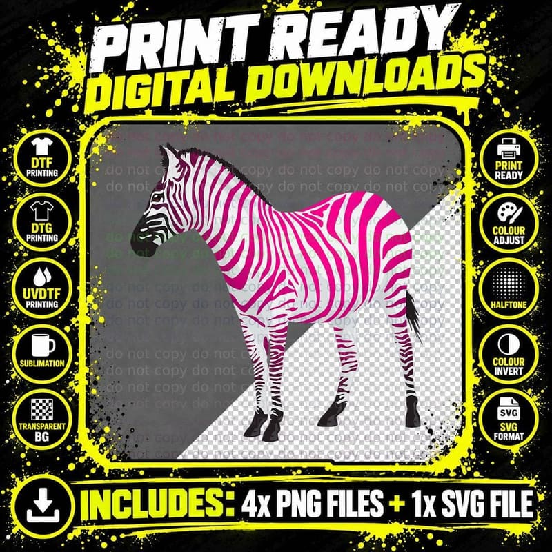 Beautiful Zebra Pink Sassy Art, Animal Print, Fashion Png SVG Digital Bundle
