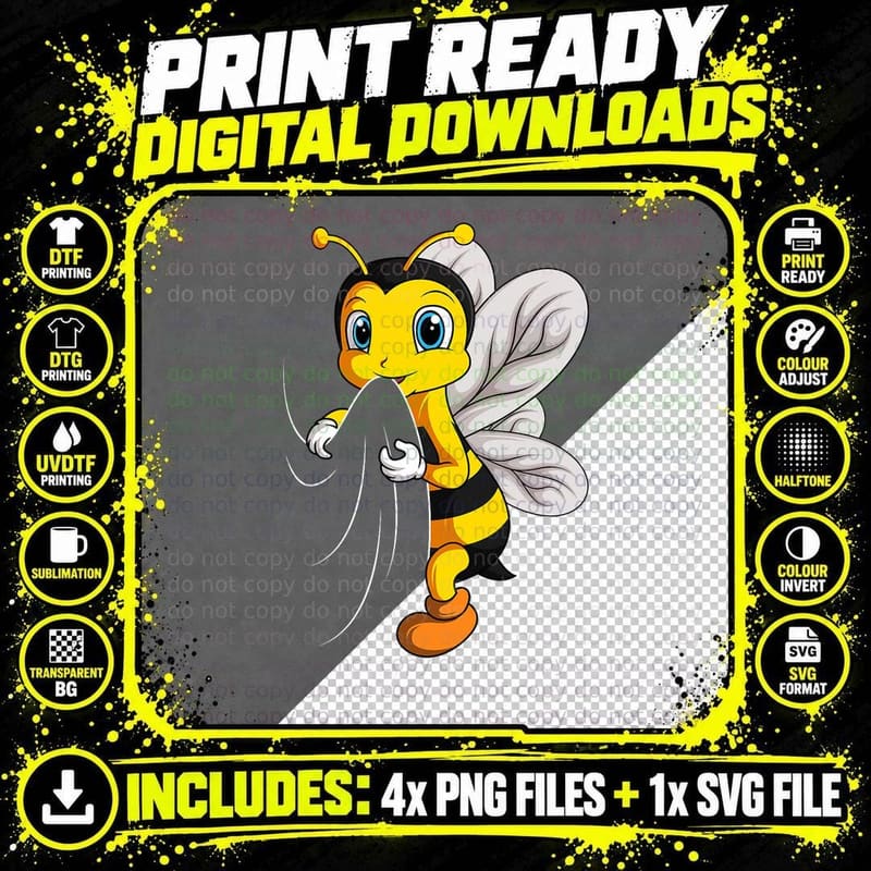 Bee Bumble Bee Kids Boys Girls, Children's Insect Png SVG Digital Bundle