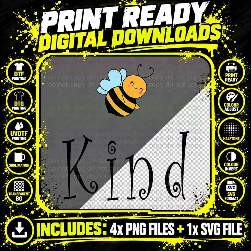 Bee Kind - Unity Day Orange Shirt Anti-Bullying Kindness Png SVG Digital Bundle