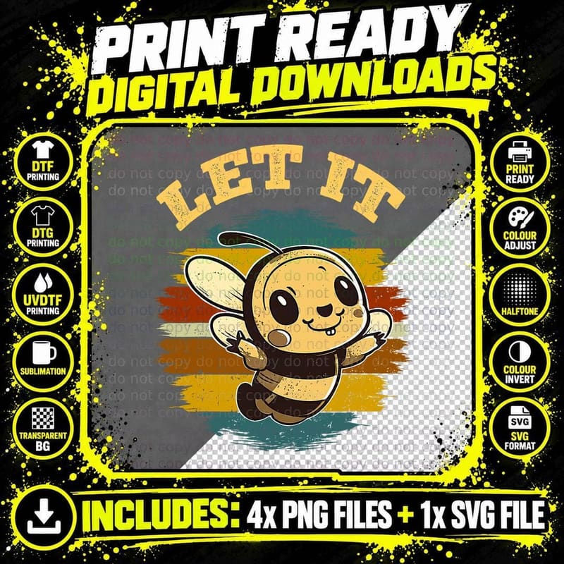 Bee Let It Beekeeper Honeybee Beekeeping Png SVG Digital Bundle