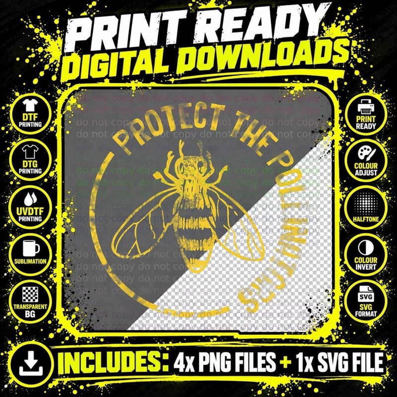 Bee Shirt Save the Bees Protect Pollinators T-Shirt Png SVG Digital Bundle