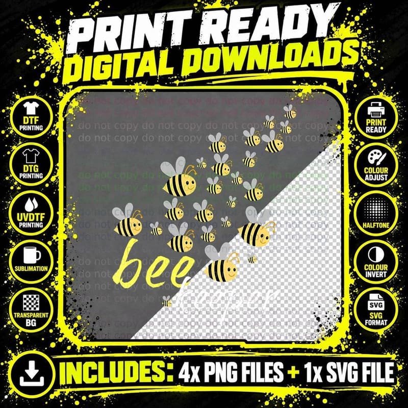 Bee Swarm- Keeper - Keeping Honey T-Shirt Png SVG Digital Bundle