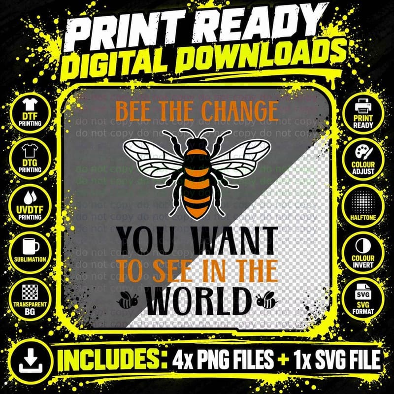 Bee the Change You Want to See in the World Beekeeper Png SVG Digital Bundle