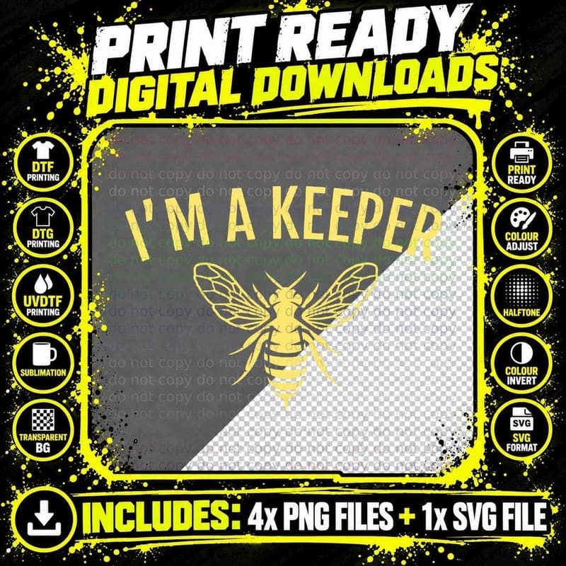 Beekeeper Gift I'm a (Bee) Keeper T-Shirt Png SVG Digital Bundle