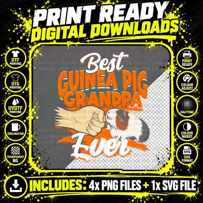 Best Guinea Pig Grandpa Ever Rodent Pet Owner Guinea Pig Png SVG Digital Bundle