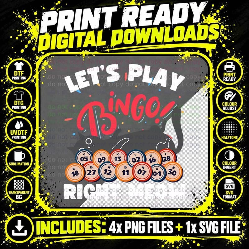 Bingo and Cats - Bingo Player Gambling - Bingo T-Shirt Png SVG Digital Bundle