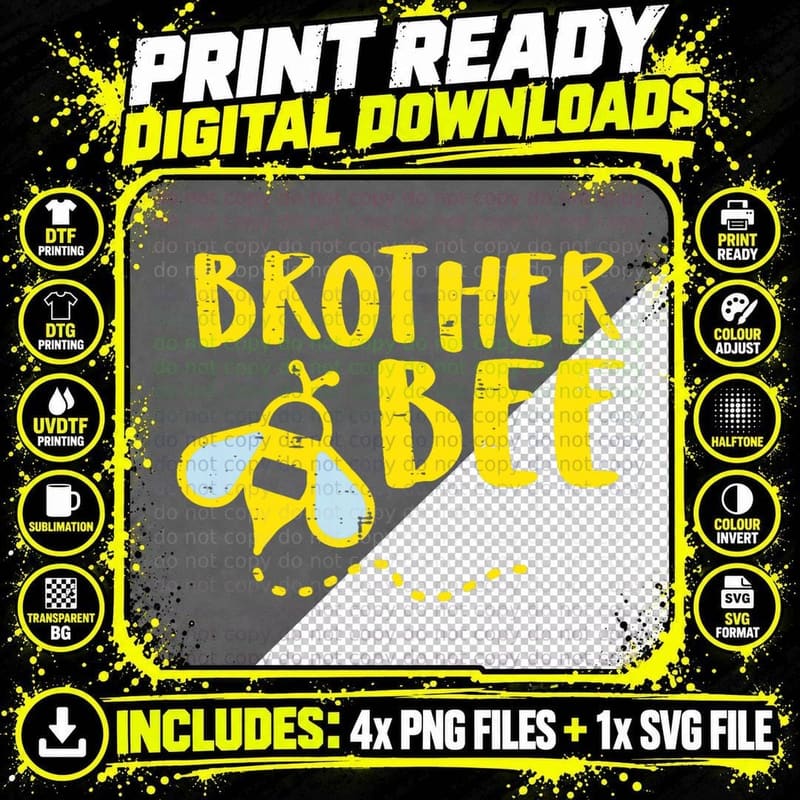 Brother Bee Family Matching Bro Men Boys Kids Toddler Png SVG Digital Bundle