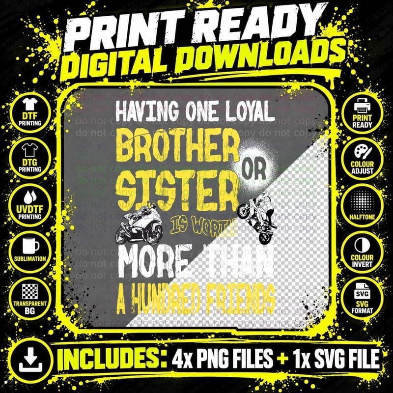 Brother Sister T-Shirt, Family Quote Typography Png SVG Digital Bundle