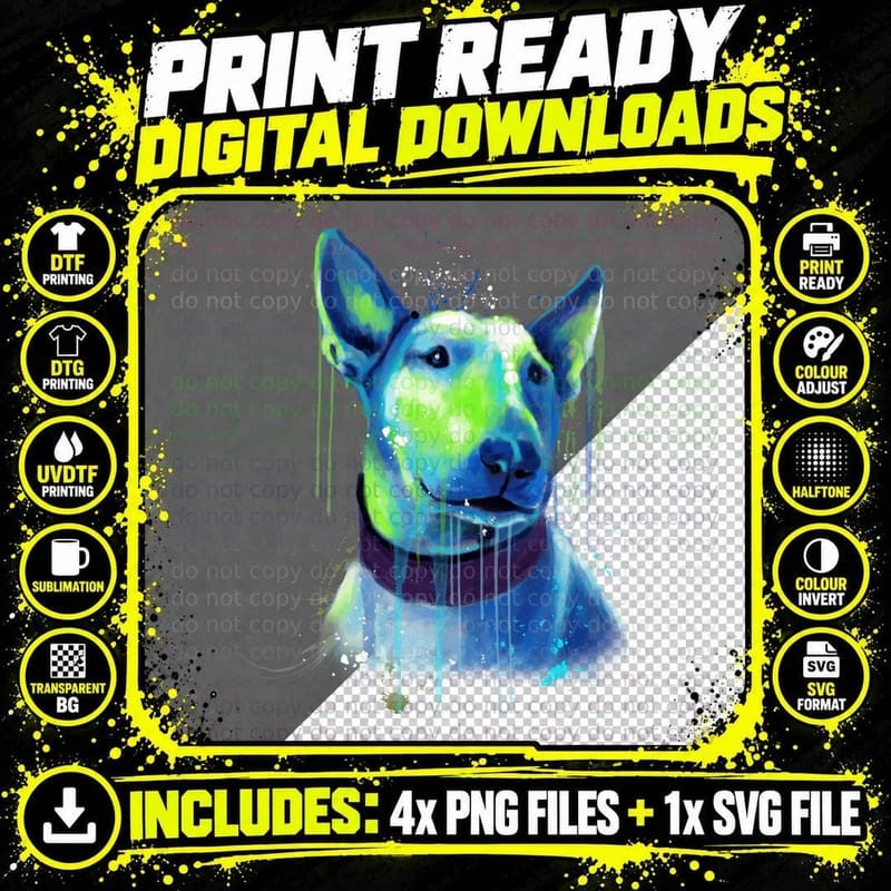Bull Terrier Pop Art T-Shirt, Abstract Animal Print Png SVG Digital Bundle