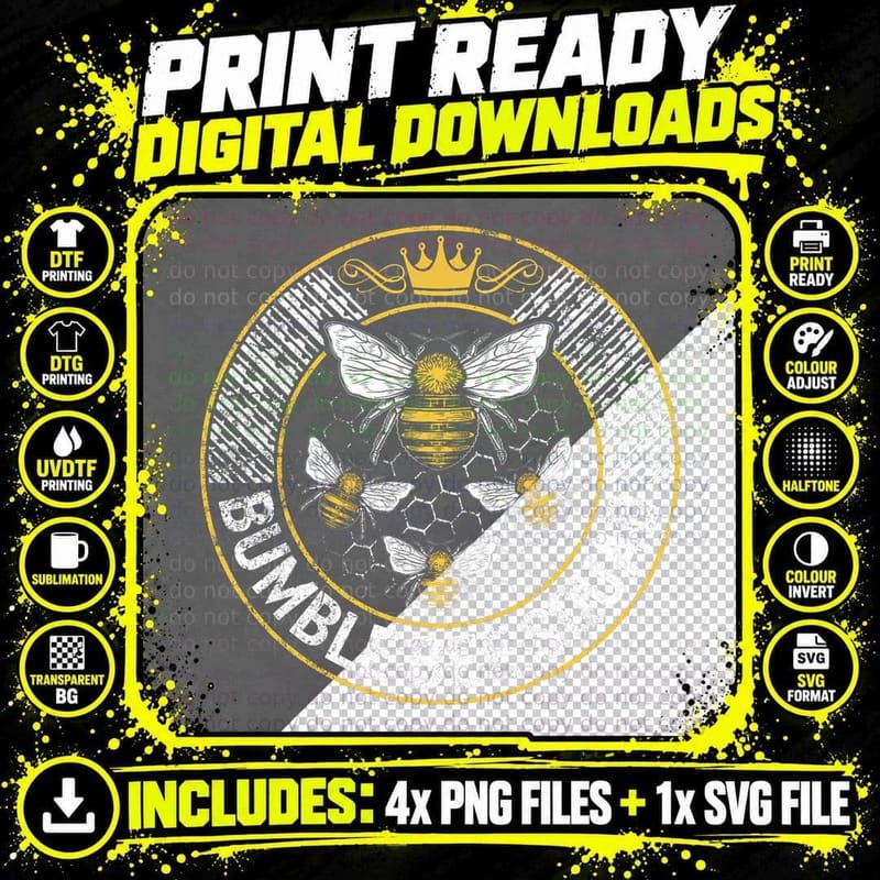 Bumble Bee Squad Team Family Matching Beekeeper Thankful Png SVG Digital Bundle
