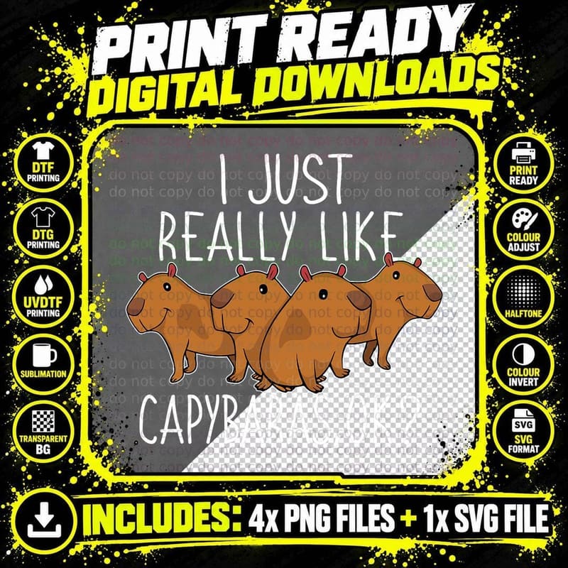 Capybara Lover Kids Women Cute Capybara T-Shirt Png SVG Digital Bundle