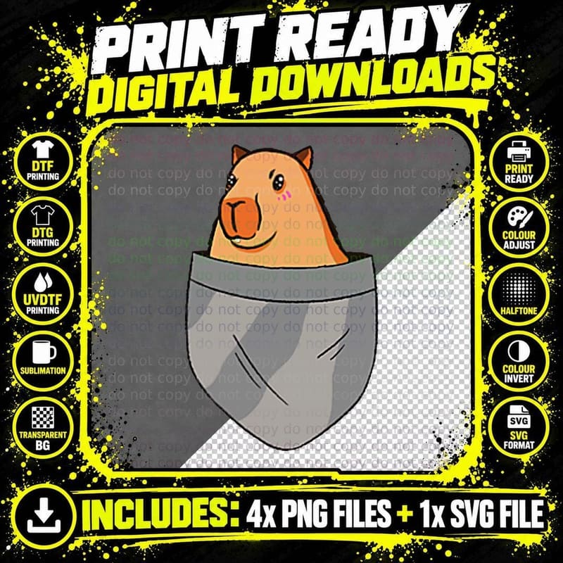 Capybara Pocket, Animal Lover, Nature Enthusiast Png SVG Digital Bundle