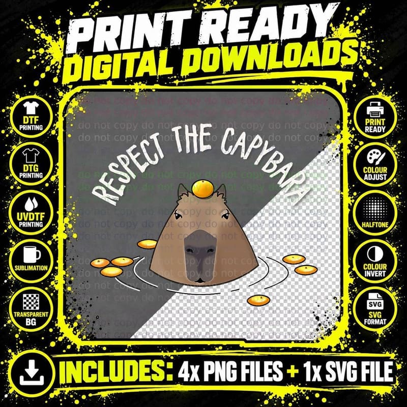 Capybara T-Shirt, Capybara Squad Graphic Png SVG Digital Bundle