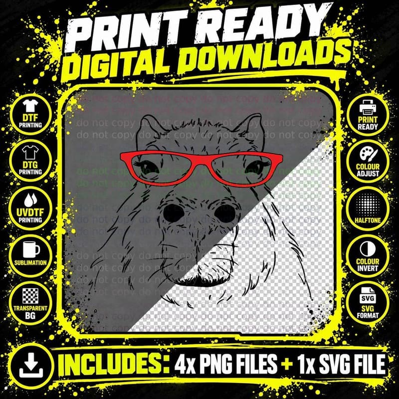 Capybara T-Shirt, Kawaii Capybara Drawing Png SVG Digital Bundle