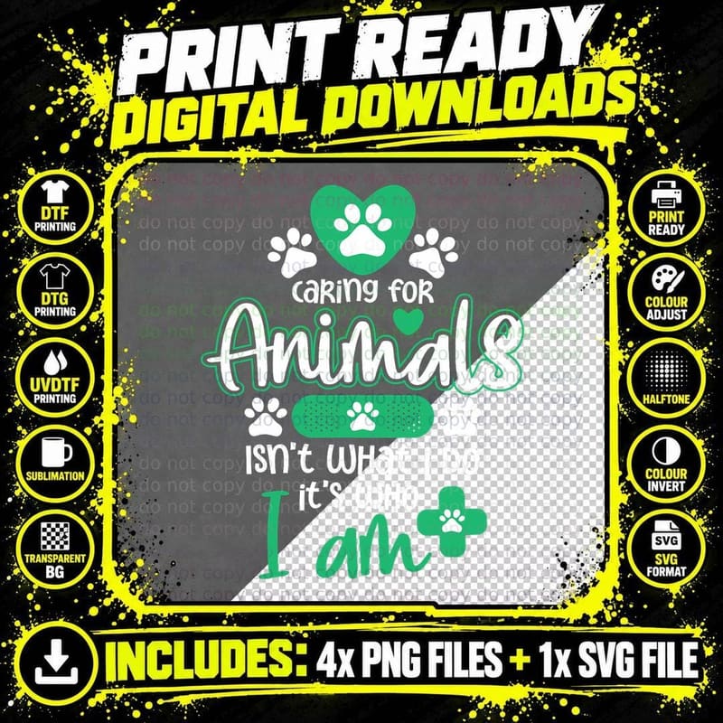 Caring for Animals Is Who I Am - Veterinarian Vet Tech Png SVG Digital Bundle