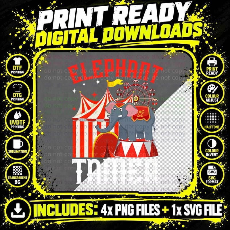 Carnival Circus Animal Trainer Ringmaster Elephant Tamer Png SVG Digital Bundle