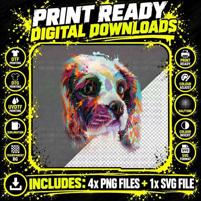 Cavalier King Charles Spaniel T-Shirt Png SVG Digital Bundle