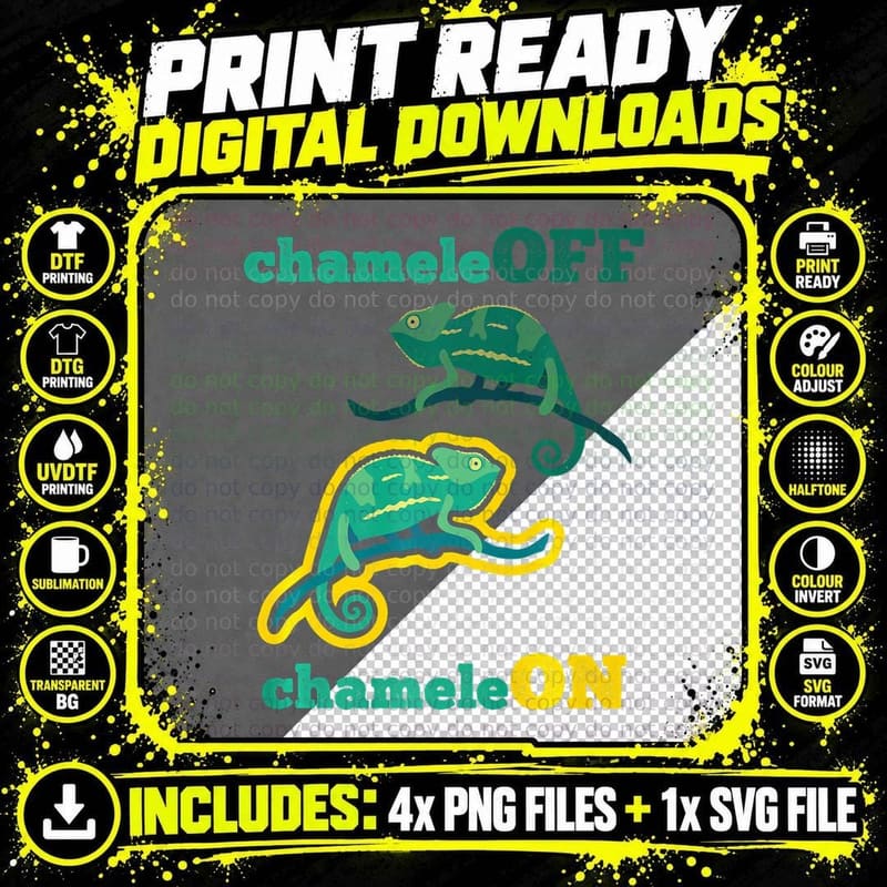 Chameleoff Chameleons Lizard Reptile Chameleons Png SVG Digital Bundle