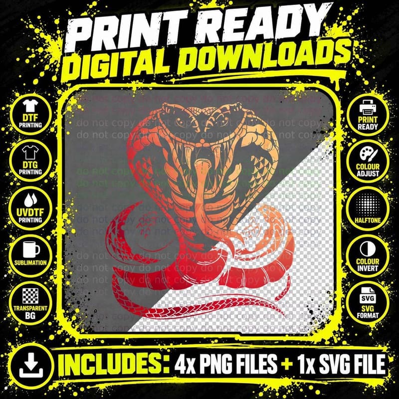 Cobra Snake Zoo Reptile Venom Snake, Men's Png SVG Digital Bundle