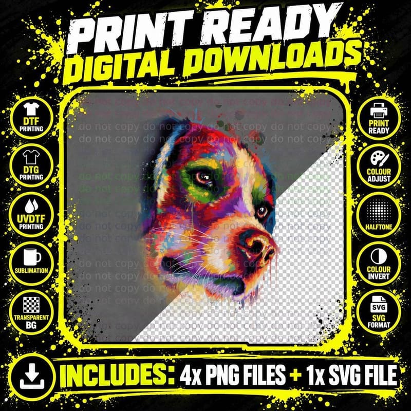 Colorful Beagle T-Shirt, Abstract Art Design Png SVG Digital Bundle