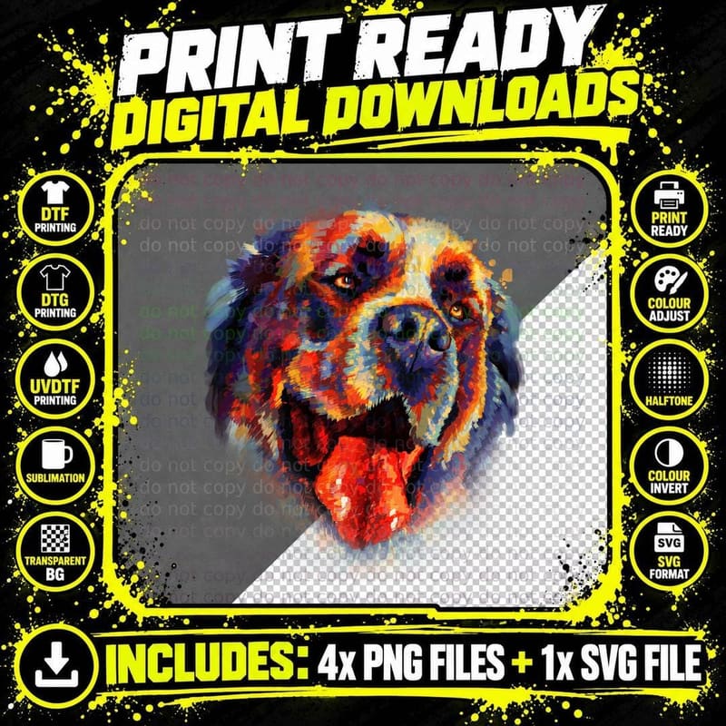 Colorful Tibetan Mastiff T-Shirt, Abstract Art Style Png SVG Digital Bundle