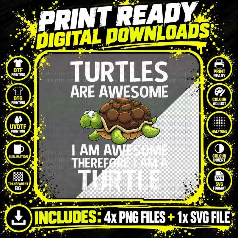Cool Sea Turtle for Men Women Tortoise Lover Turtle Png SVG Digital Bundle