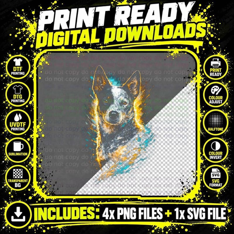 Corgi T-Shirt, Halftone Split Color Corgi Graphic Tee Png SVG Digital Bundle