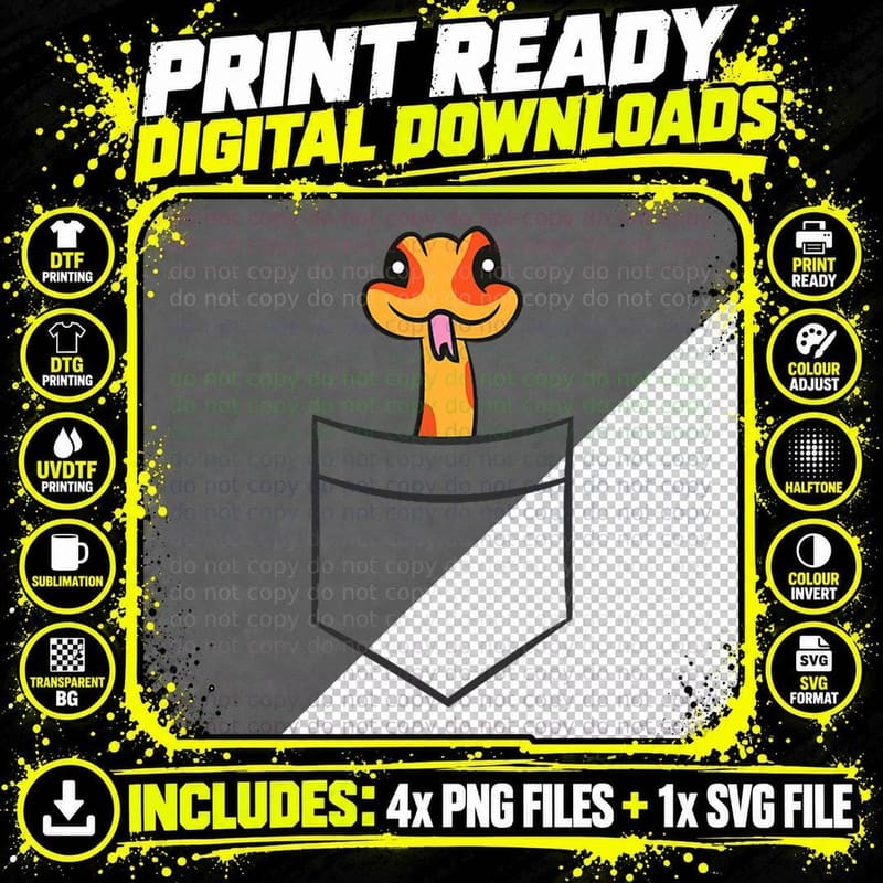 Corn Snake in the Pocket Red Rat Snake Png SVG Digital Bundle