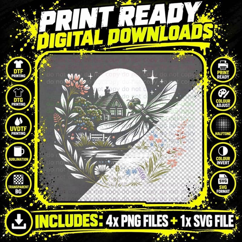 Cottagecore Aesthetic Dragonfly Lover Insect Goblincore Png SVG Digital Bundle