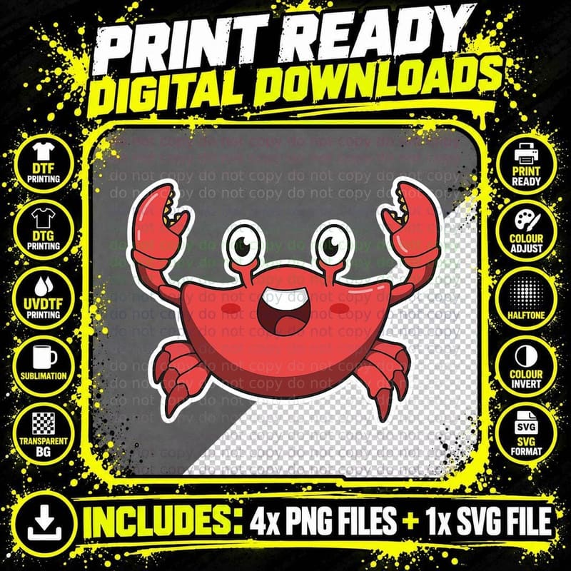 Crab Seafood Sea Creatures Ocean Animals Crabs Costume Png SVG Digital Bundle