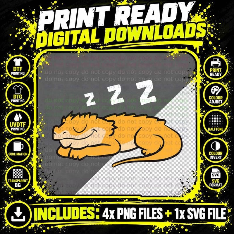 Crested Gecko Reptile Lizard Sleeping Crested Gecko Png SVG Digital Bundle