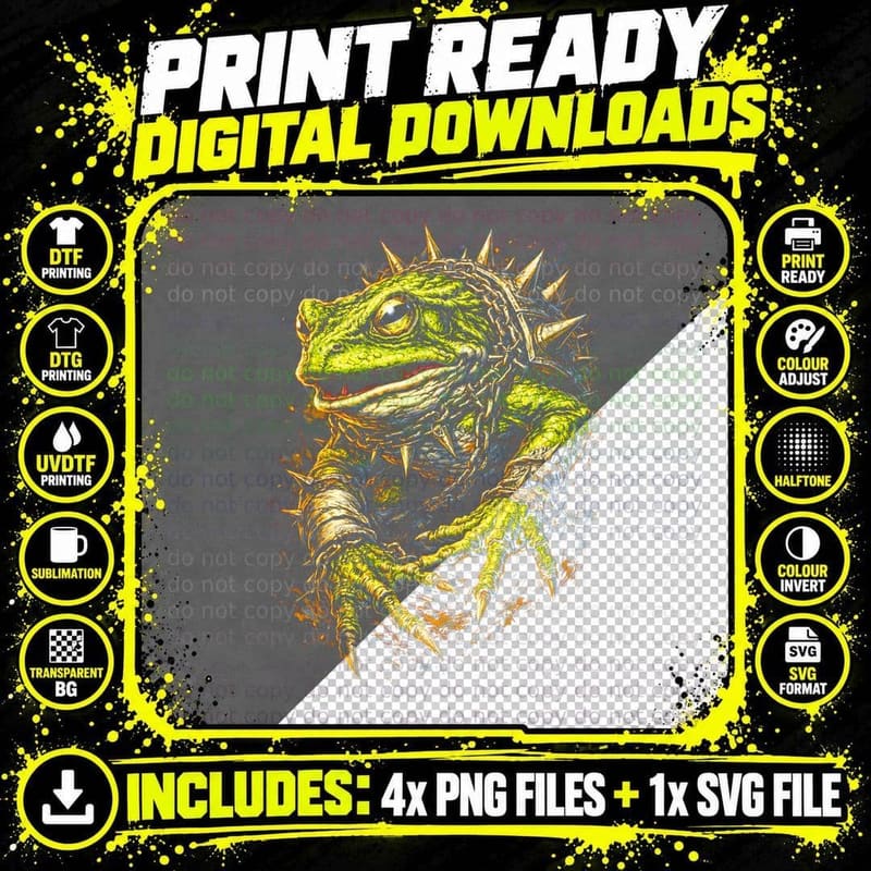 Crocodile T-Shirt, Halftone Armored Croc Graphic Tee Png SVG Digital Bundle