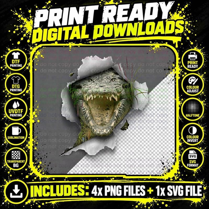 Crocodile, Reptile, Gator, Alligator, Zoo Animal Png SVG Digital Bundle