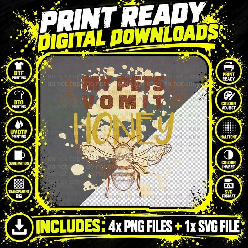 Cute Bee Pet Honey Quote Lover Insect Honeybee Beekeeper Png SVG Digital Bundle