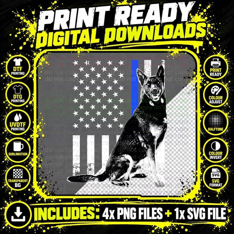 Cute German Shepherd for Men Women K9 Belgian Malinois Png SVG Digital Bundle
