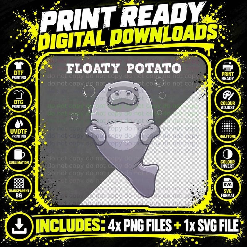 Cute Manatee Art for Men Women Manatee Aquatic Animal Png SVG Digital Bundle