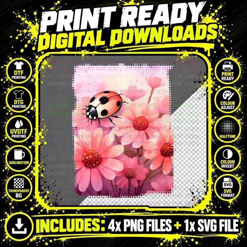 Cute Pink Ladybugs Bugs Animal Insect Lover Png SVG Digital Bundle
