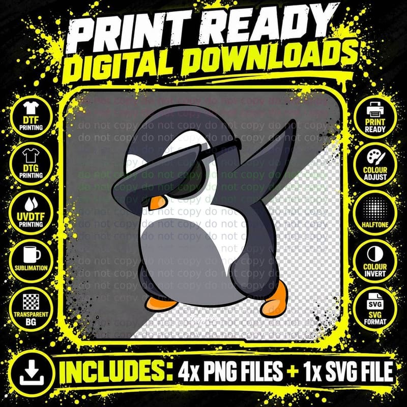 Dabbing Penguin - Penguin Lover Themed T-Shirt Png SVG Digital Bundle