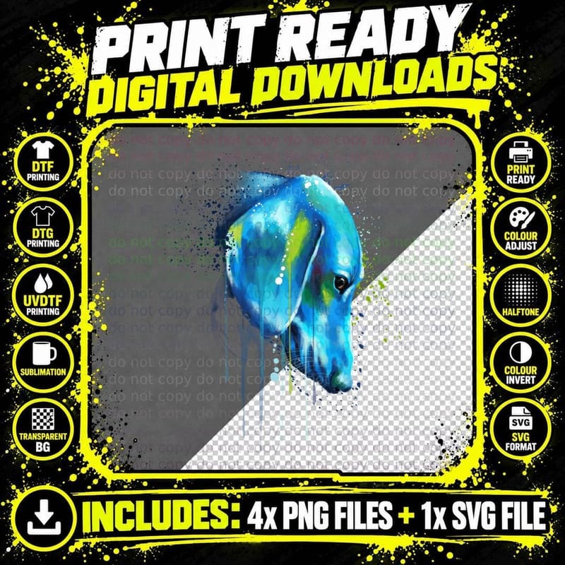 Dachshund Artistic Splash T-Shirt, Abstract Pet Lover Png SVG Digital Bundle