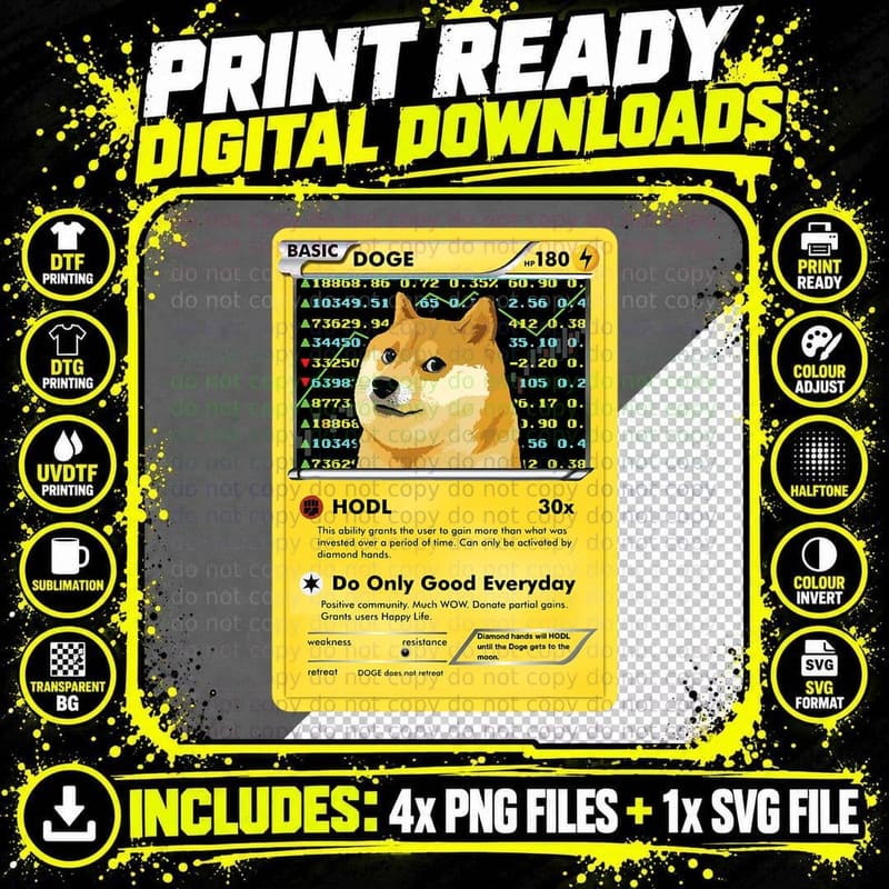 Doge HODL T-Shirt, Crypto Community Apparel Png SVG Digital Bundle