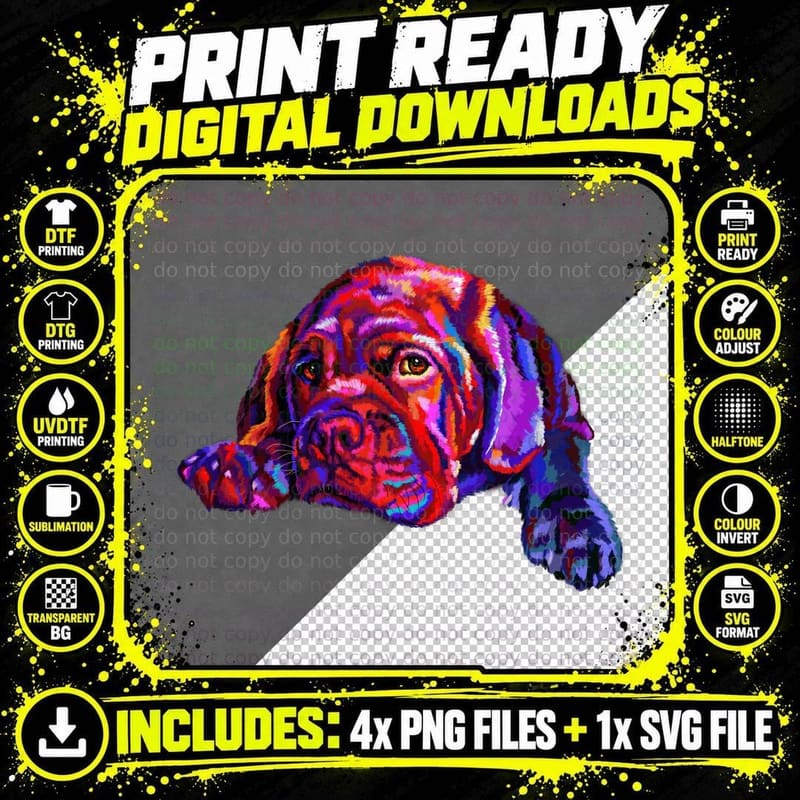 Dogue De Bordeaux T-Shirt, Pop Art Style Png SVG Digital Bundle