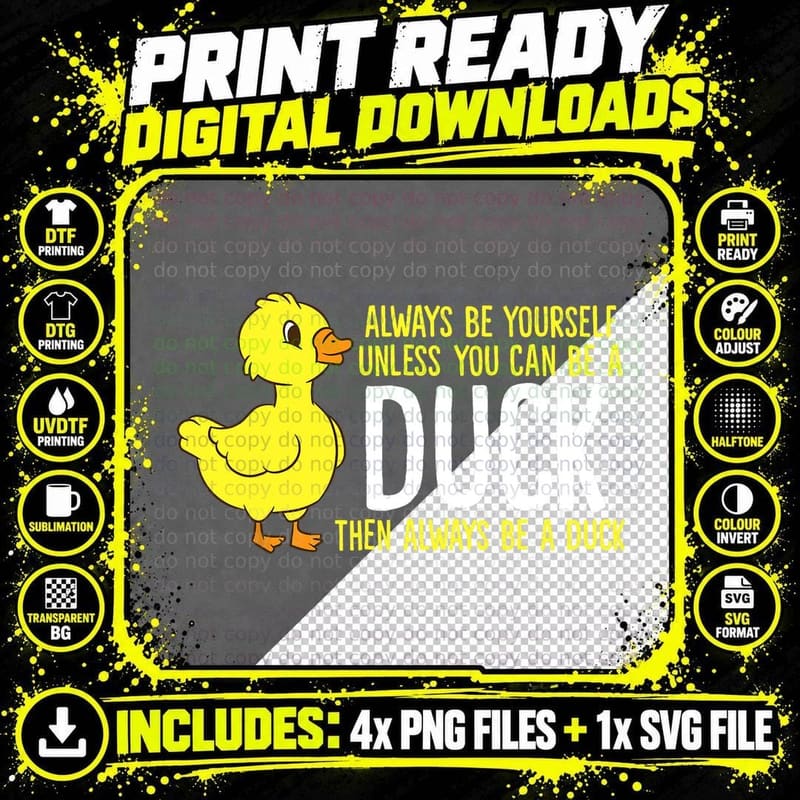 Duck Lovers T-Shirt, Quirky Animal Print Png SVG Digital Bundle